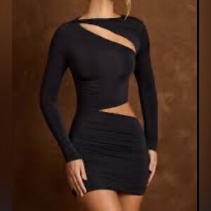 Arden B Black Asymmetrical Cut-Out Dress